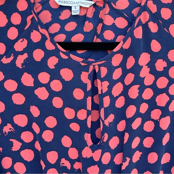 REBECCA MINKOFF ~ Indigo/Coral “Abby” Silk Romper ~ Abstract Polka Dots ~ Small - Picture 4 of 9